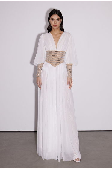 Elya Crystal Mesh Maxi Dress