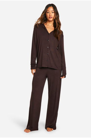 Tall Long Sleeve Pyjama Set - chocolate