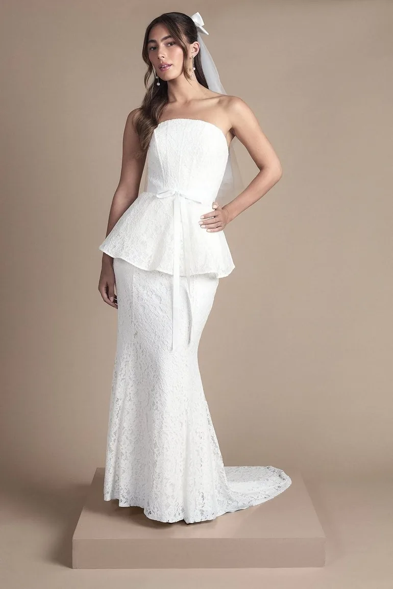 Bandeau Lace Peplum Bridal Top