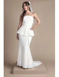 Bandeau Lace Peplum Bridal Top