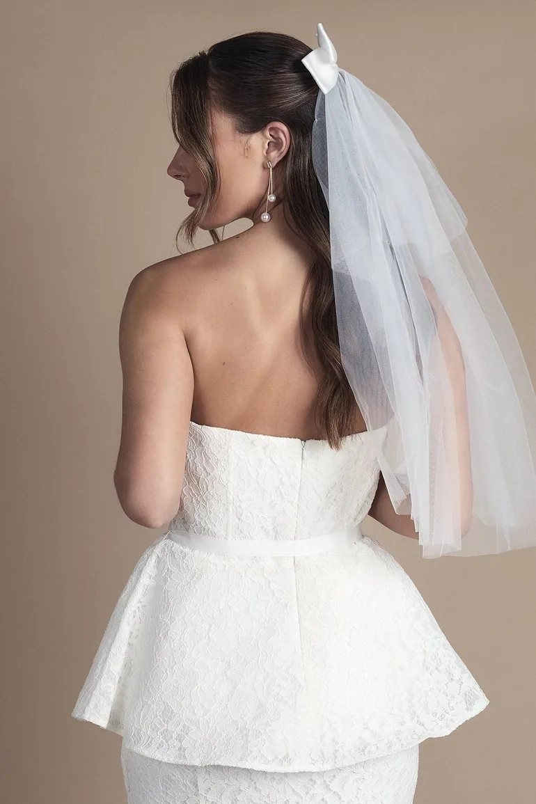 Bandeau Lace Peplum Bridal Top - 1