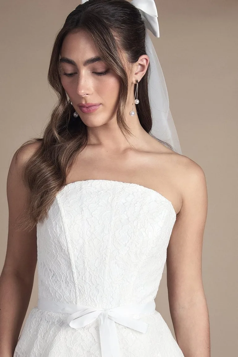 Bandeau Lace Peplum Bridal Top - 2