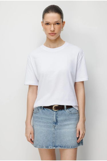 MIXRAY Oversized Ribbed Crew Neck T-Shirt