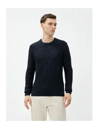 Knitwear Sweater Diamond Pattern Long Sleeved Crew Neck - 1