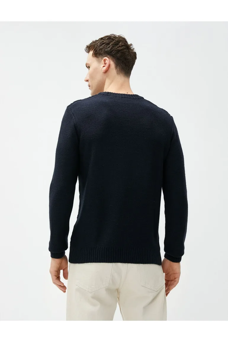 Knitwear Sweater Diamond Pattern Long Sleeved Crew Neck - 2