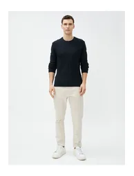 Knitwear Sweater Diamond Pattern Long Sleeved Crew Neck