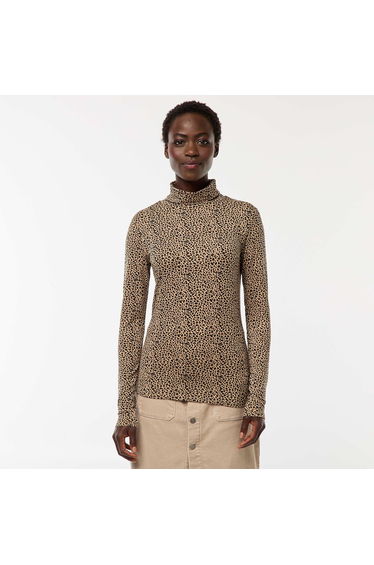 Roll-neck Long-Sleeved Top BEIGE