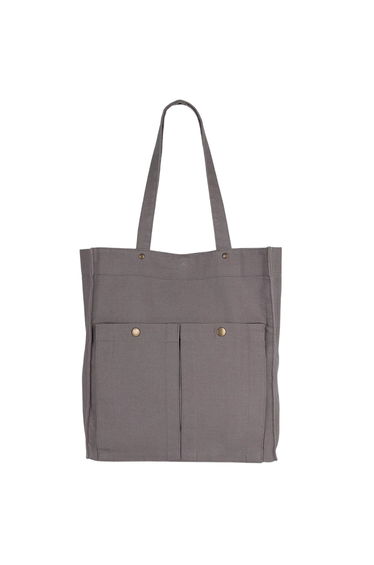 Kimood Washed Cotton Tote Bag - Washed Steeple Grey