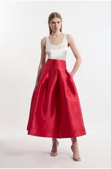 Twill Prom Maxi Skirt