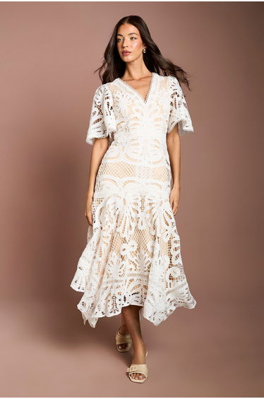 Placement Lace Hanky Hem Dress