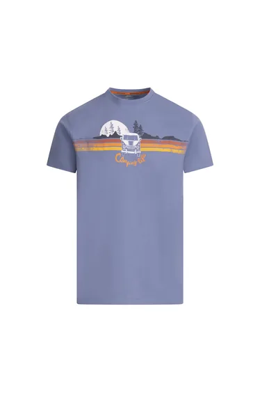 Trespass Mens Cromer II Printed Casual T-Shirt - Denim Blue