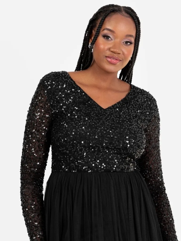 maya deluxe women's embellished long sleeve maxi dress reviews Shop Maya Black V Neck Embellished Long Sleeve Maxi Dress Online in Oman