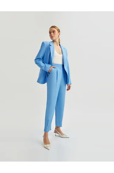 بنطلون نسائي بخصر عالي - أزرق