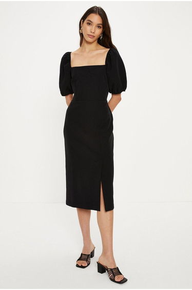 Crepe Puff Sleeve Pencil Dress