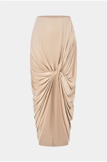 Asymmetrical Ruched High Waist Skirt