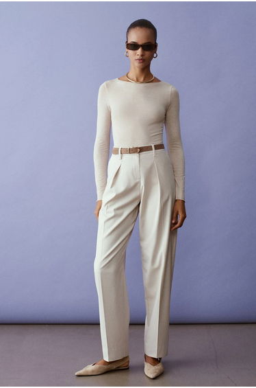 DILVIN Belted Straight-Leg Crepe Trousers