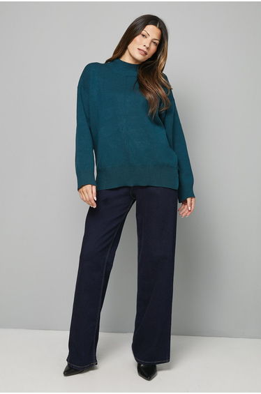 Seam Detail Funnel Neck Jumper