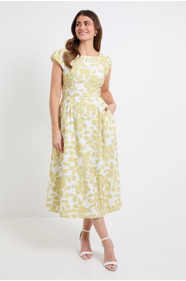 Floral Ottoman Fit & Flare Midaxi Dress