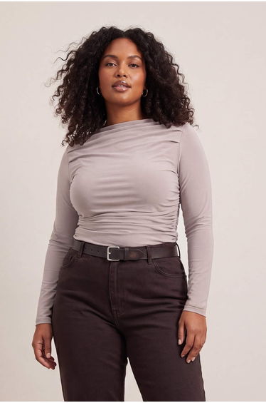 Stone Kayık Collar Draped Sleeveless Body Fitting Stretchy Knitted Blouse