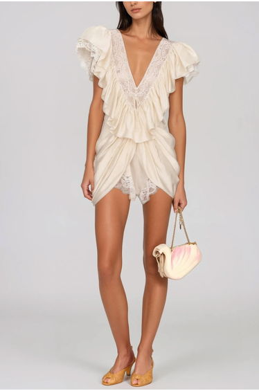 Hadassa Plunge Ruffle Jumpsuit