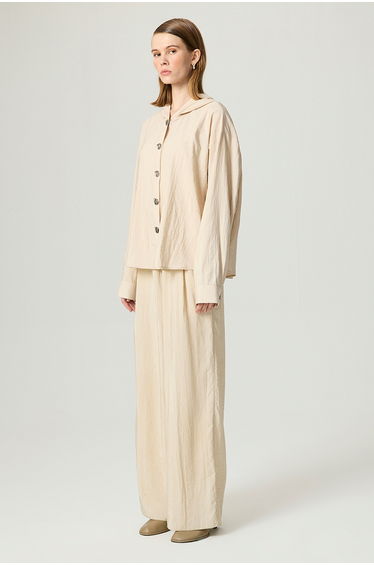 Hooded Shirt with Snap Button Details
