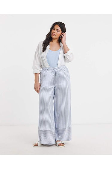 Blue Stripe Wide Leg Trouser