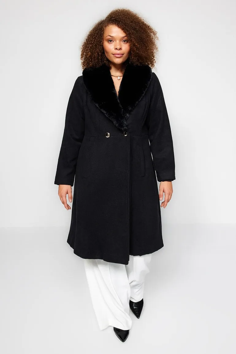 Plus Size Coat - Black - Basic - 1
