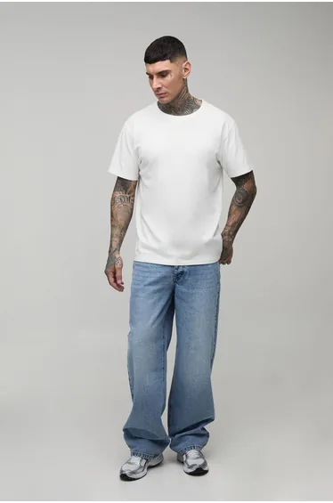 Tall Relaxed Acid Wash Jeans - acid wash mid blue