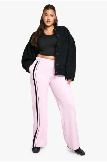 Plus Tricot Side Stripe Jogger - baby pink