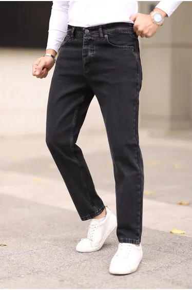 Black Men's Boyfriend Jeans Denim Pants
