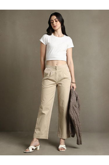 Cotton Straight Fit Casual Trousers
