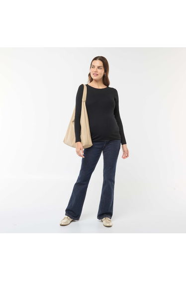 Ribbed maternity T-shirt BLACK