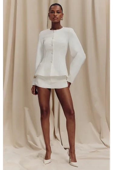 White Woven Tailored Skort
