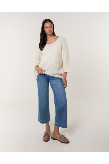 Fluffy Textured V Neck Jumper