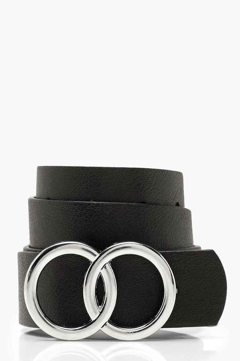 Double Buckle Boyfriend Belt - black