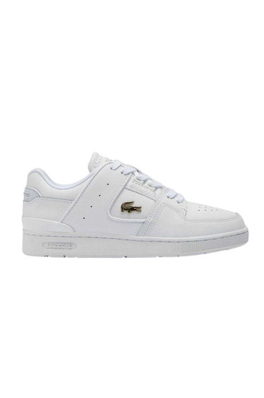 Lacoste Mens Court Cage Leather Trainers - White Gold