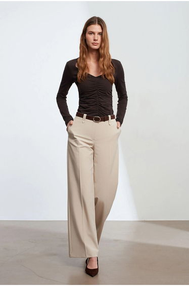 Dilvin Slim Fit V-Neck Jersey Blouse