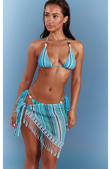 Dark Green Crochet Tassle Hem Mini Sarong