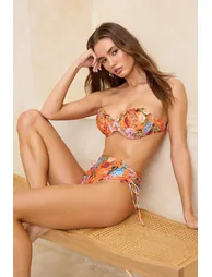 Floral Pattern Balconette Frilly High Waist High Leg Bikini Set