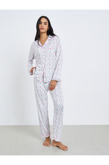 Floral Print Shirt and Pyjama Set