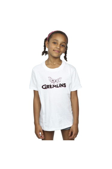 The Gremlins Girls Logo Line Cotton T-Shirt - White