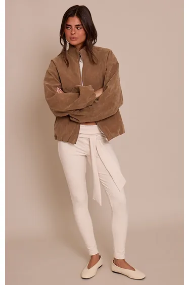 Cream Ultra Soft Tie Waist Detail Leggings