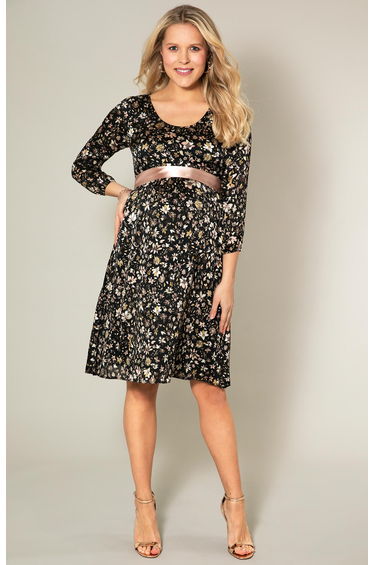Lucy Maternity Dress Black Floral Blush