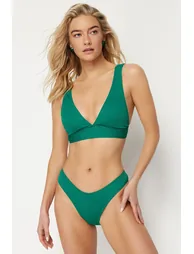 Green Textured Bikini Bottoms