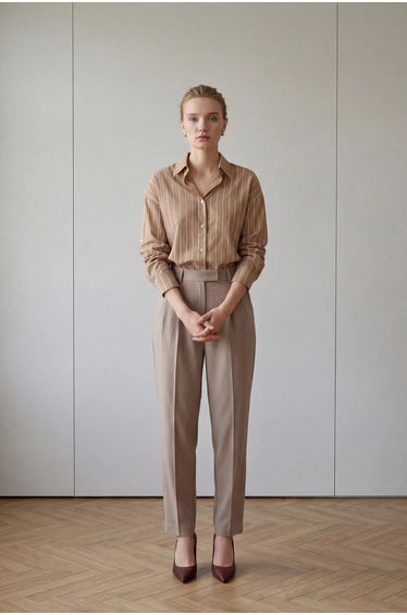 MY FASHION Striped Button-Up Poplin Shirt