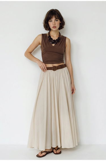 LUCCI High-Waist Pleated Maxi Skirt