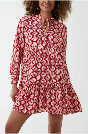 Abstract Geometric Tunic Dress