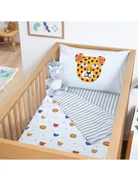 Petite Savane Baby's Flat Sheet in Cotton Percale with 17cm Flap and Animal Print - 1