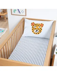 Petite Savane Baby's Flat Sheet in Cotton Percale with 17cm Flap and Animal Print