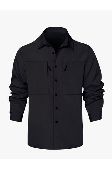 Men Solid Pocket Detail Long Sleeve Jacket
